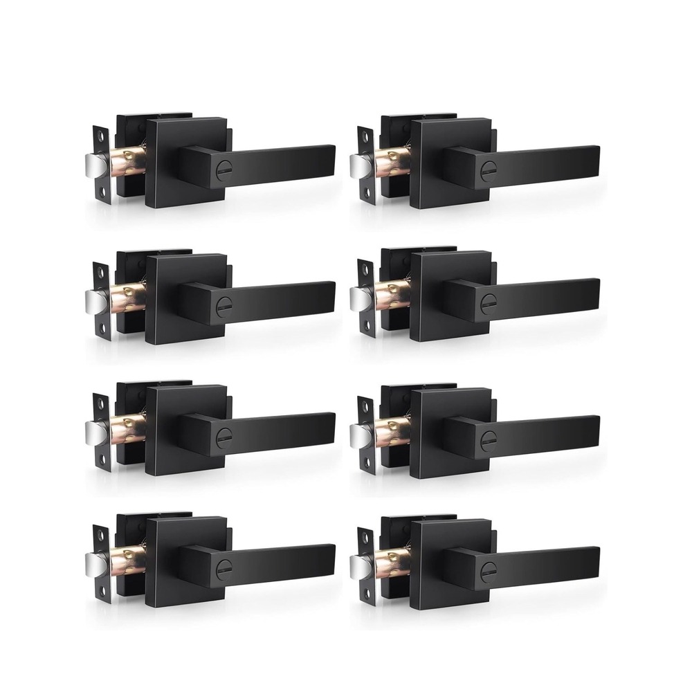 Probrico Interior Privacy Door Lockset for Bedroom/Bathroom, (8 Pack) -‎ Black